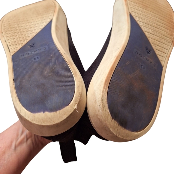 Rothys Pull On Ankle High Sneakers No Laces Black over white soles Minimalist - Picture 3 of 6